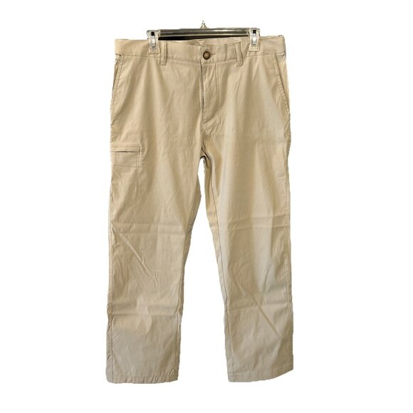 LB Tech Men’s Comfort Waist Chino Pants Size 34X30 Button & Zip Desert NWT - Picture 1 of 6
